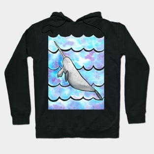 Watercolor Tie-Dye Narwhal Hoodie